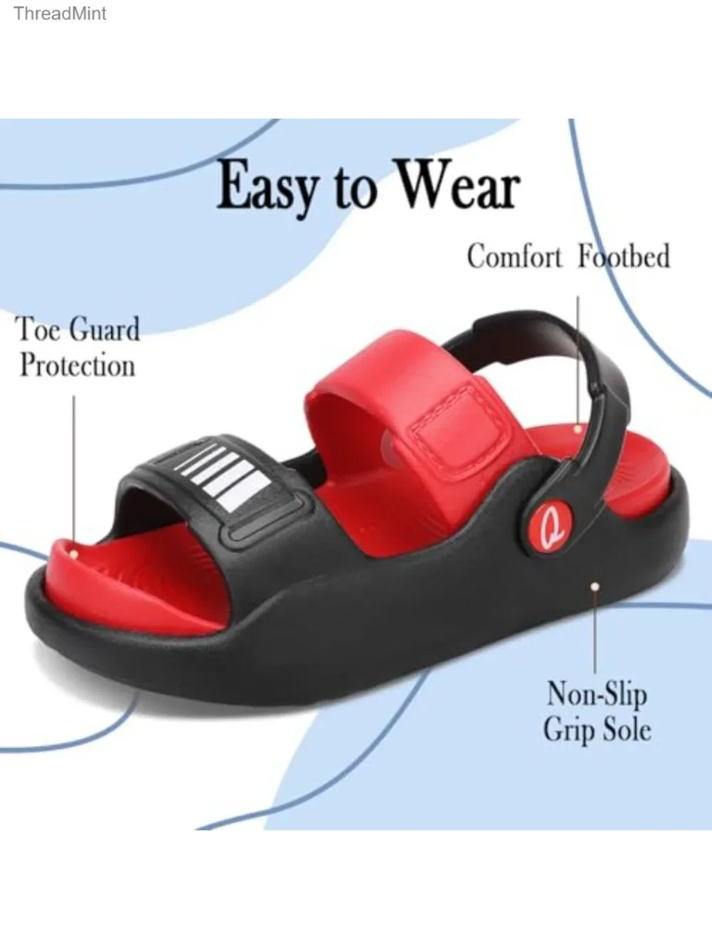 Kids EVA Sandals Slip-On Slide Toe Protection Quick Dry Anti-Slip